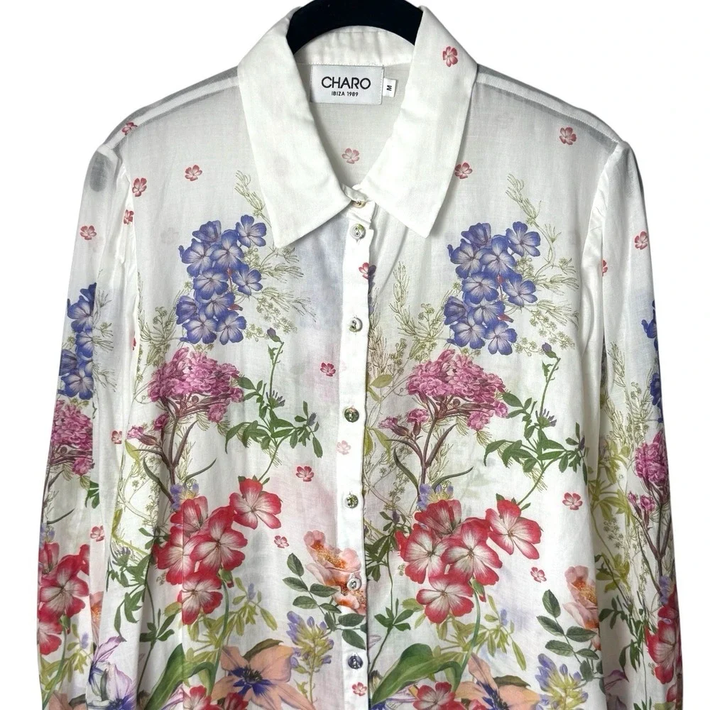 Charo Ruiz Ibiza Aster Shirt Floral Lightweight Resort Travel Event Garden M